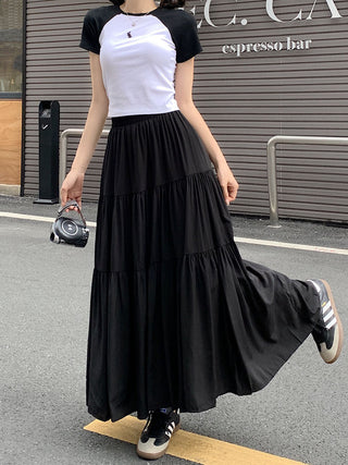 Korean style layered stitching skirt