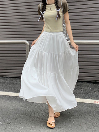 Korean style layered stitching skirt