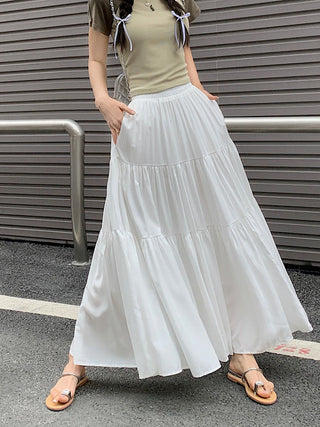 Korean style layered stitching skirt