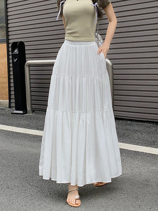 Korean style layered stitching skirt