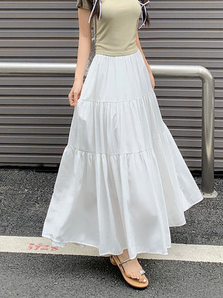 Korean style layered stitching skirt