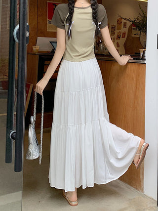 Korean style layered stitching skirt