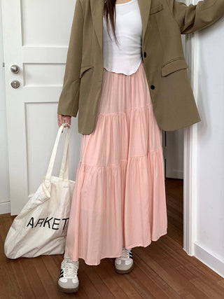 Korean style layered stitching skirt