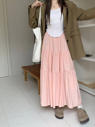 Korean style layered stitching skirt