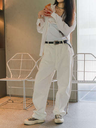 Wide-leg white jeans