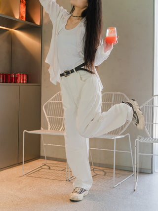 Wide-leg white jeans