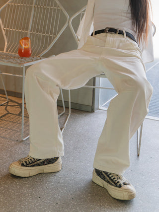 Wide-leg white jeans