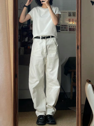 Wide-leg white jeans