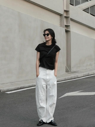 Wide-leg white jeans