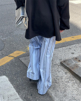 Japanese Retro Striped Loose Trousers