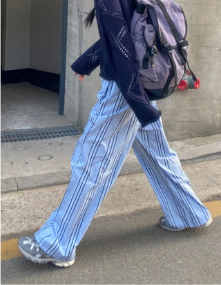 Japanese Retro Striped Loose Trousers