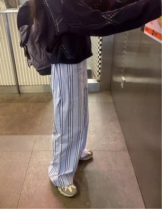 Japanese Retro Striped Loose Trousers