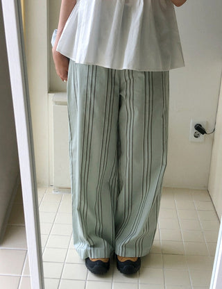 Japanese Retro Striped Loose Trousers