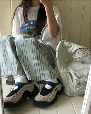 Japanese Retro Striped Loose Trousers