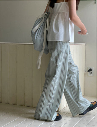 Japanese Retro Striped Loose Trousers