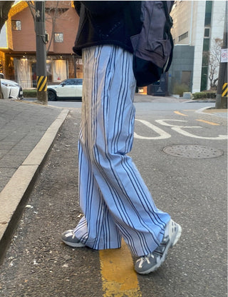 Japanese Retro Striped Loose Trousers