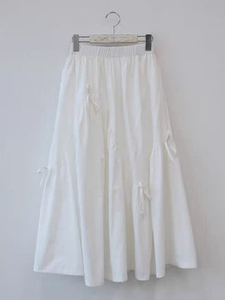 Elastic Waist Bow Long Skirt