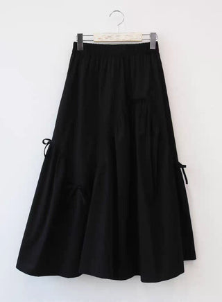 Elastic Waist Bow Long Skirt