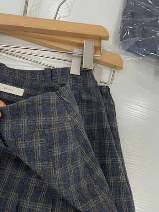 Korean woolen plaid slim skirt