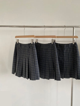 Korean woolen plaid slim skirt