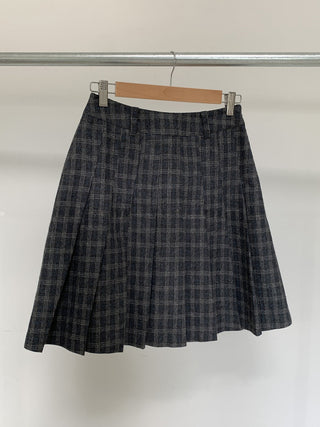 Korean woolen plaid slim skirt