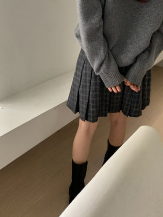 Korean woolen plaid slim skirt