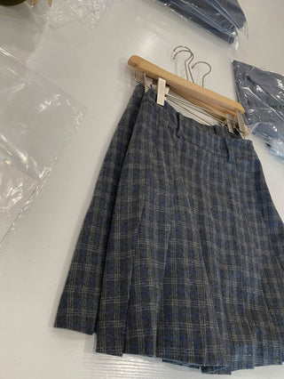 Korean woolen plaid slim skirt