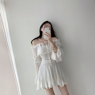 One-Shoulder Lace Top & Skirt Set