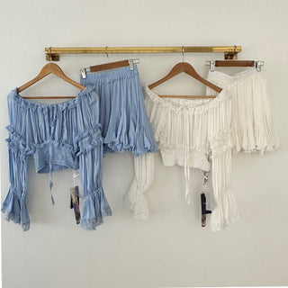 One-Shoulder Lace Top & Skirt Set