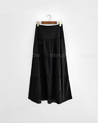 Bow knot Ribbon Over-the-Knee Layered Skirt