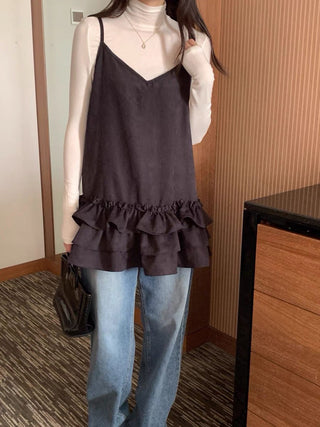 Layered Ruffled Hem Sling Top