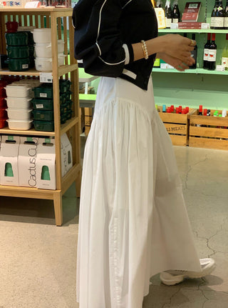 High-Waist Flared Pleated Slim Skirt