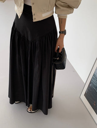 High-Waist Flared Pleated Slim Skirt