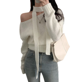 loose long-sleeved sweater Two-piece set