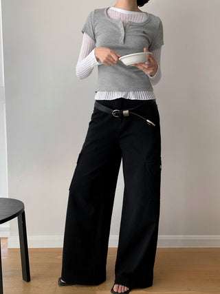 Multi-Pocket High Waist Wide Leg Jeans