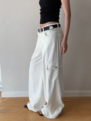 Multi-Pocket High Waist Wide Leg Jeans