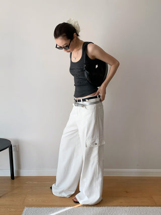 Multi-Pocket High Waist Wide Leg Jeans