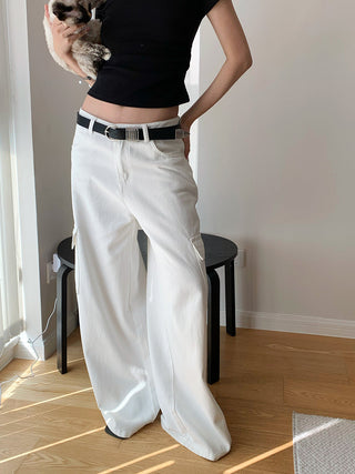 Multi-Pocket High Waist Wide Leg Jeans