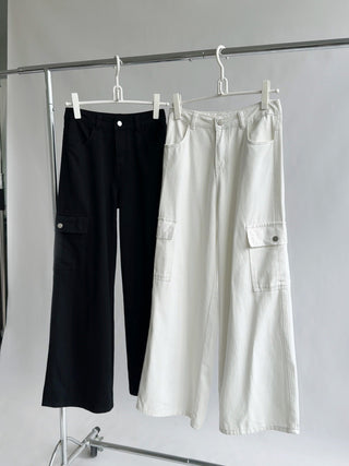 Multi-Pocket High Waist Wide Leg Jeans