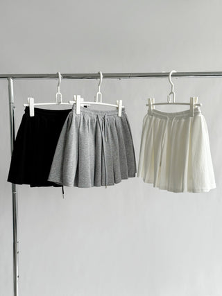 Solid Color Pleated Elastic Waist Skirt