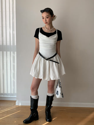 High Waist Pile Collar Sling Dress