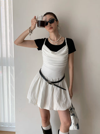 High Waist Pile Collar Sling Dress