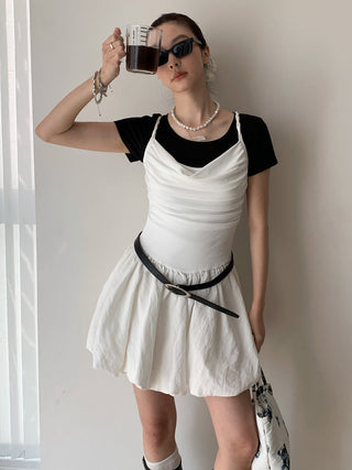 High Waist Pile Collar Sling Dress