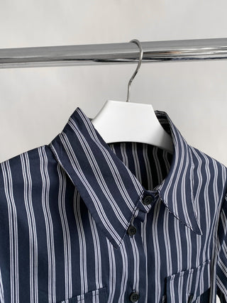 Striped Double Pocket Single-Breasted Shirt