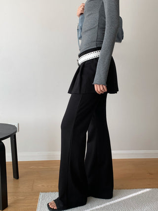 Elastic Pleated Flared Casual Pants