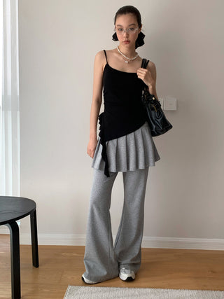 Elastic Pleated Flared Casual Pants