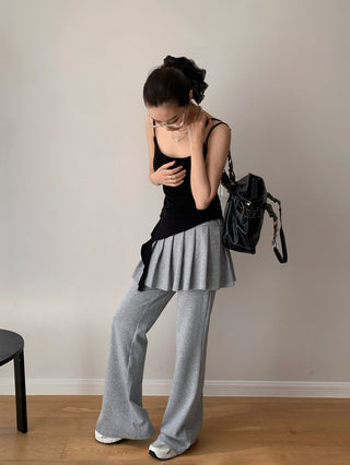 Elastic Pleated Flared Casual Pants