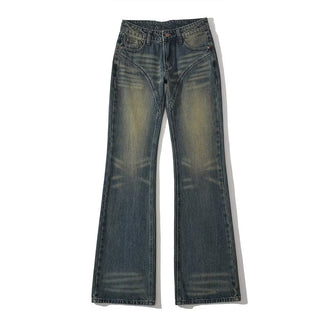 Low Waist Washed Beard Retro Jeans