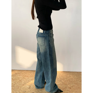 Retro Washed White Wide Leg Jeans