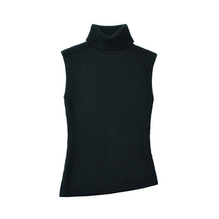 High Collar Short Sleeveless Slim Sweater